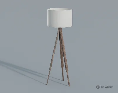 Wooden Tripod Floor Lamp 3d model - Image 1