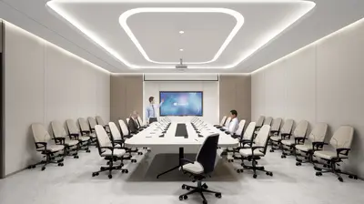 Modern Conference Room With Linear Lighting 3d model
