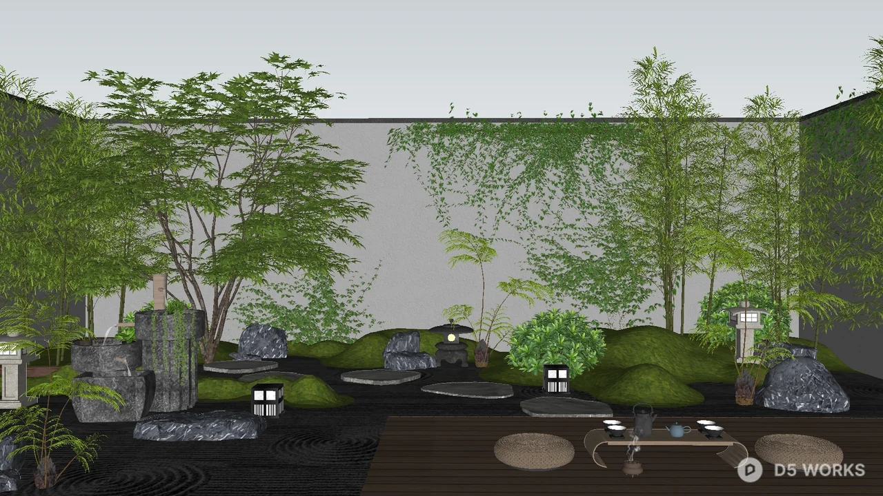 Minimalist Japanese Courtyard Garden 3d model - Image 1