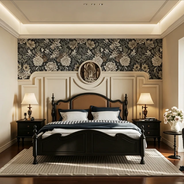 Classic European Luxury Bedroom Interior Scene 3d model