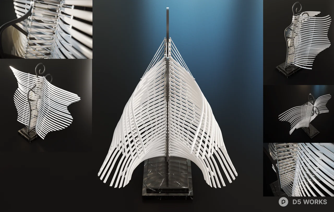 Winged Sculptural Decorative Object 3d model thumbnail 2