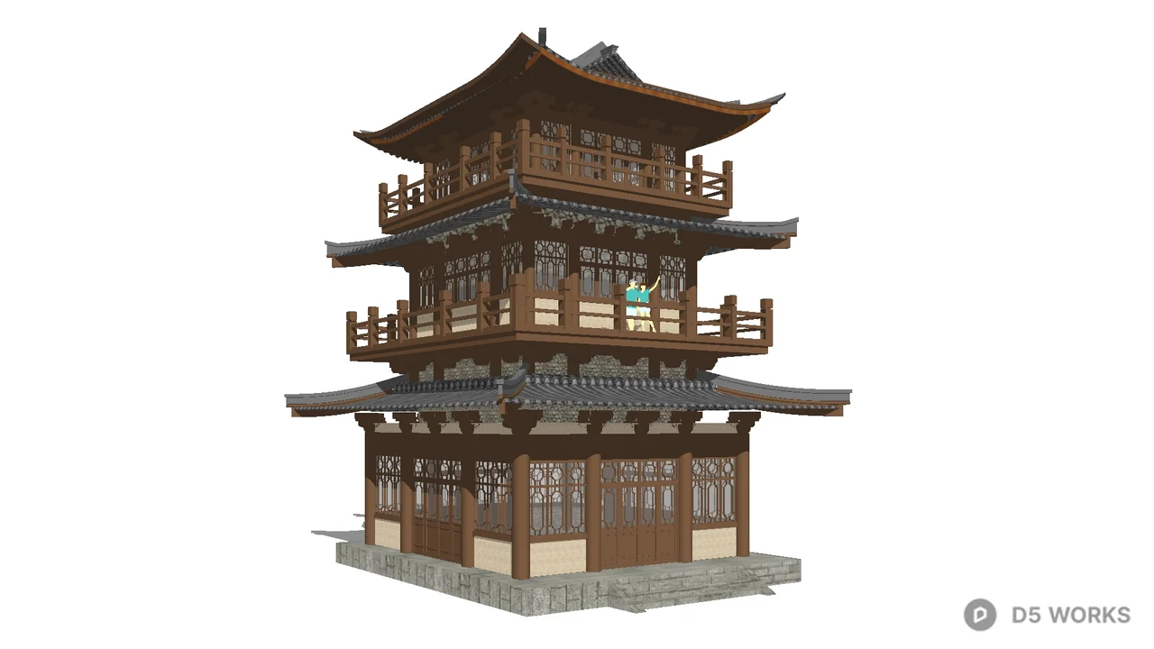 Traditional Chinese Temple Pavilion 3d model - Image 1