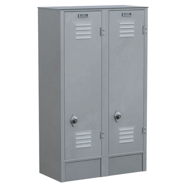 Industrial Gray Metal Two Door Locker 3d model