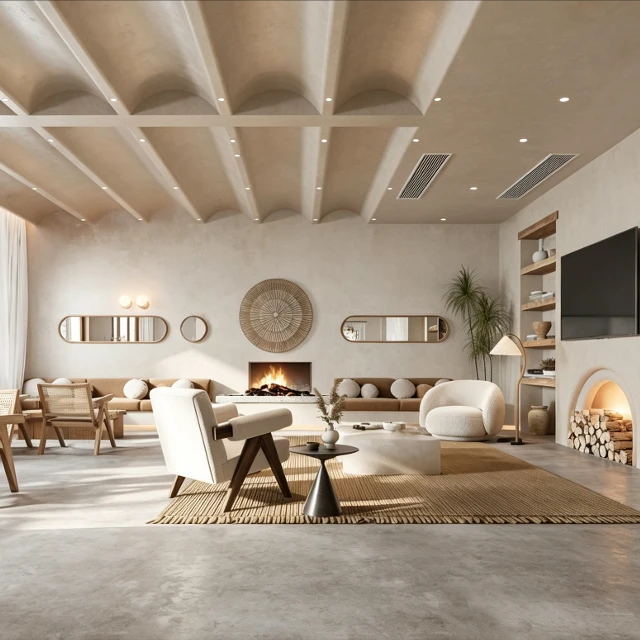 Wabi-Sabi Mediterranean Living Room Interior Scene 3d model