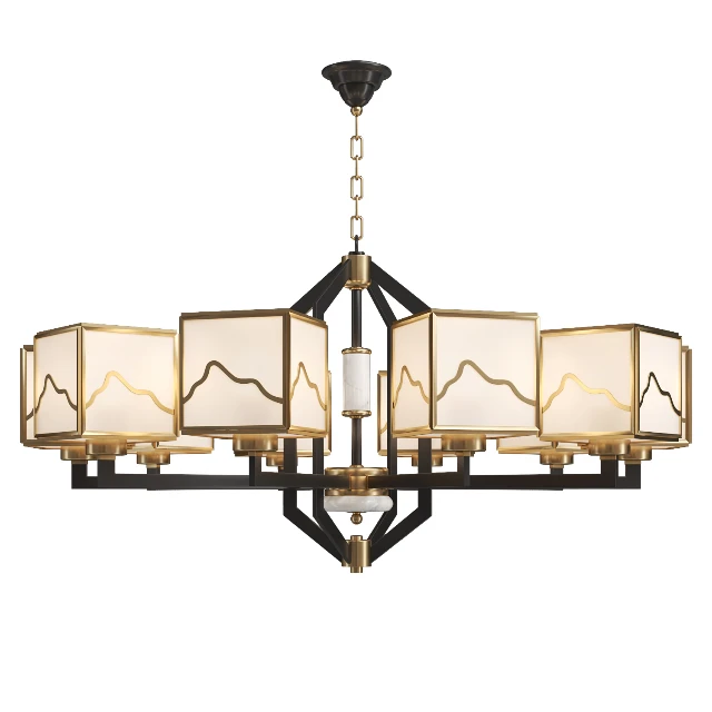 Modern Chinese Style Mountain Motif Chandelier 3d model