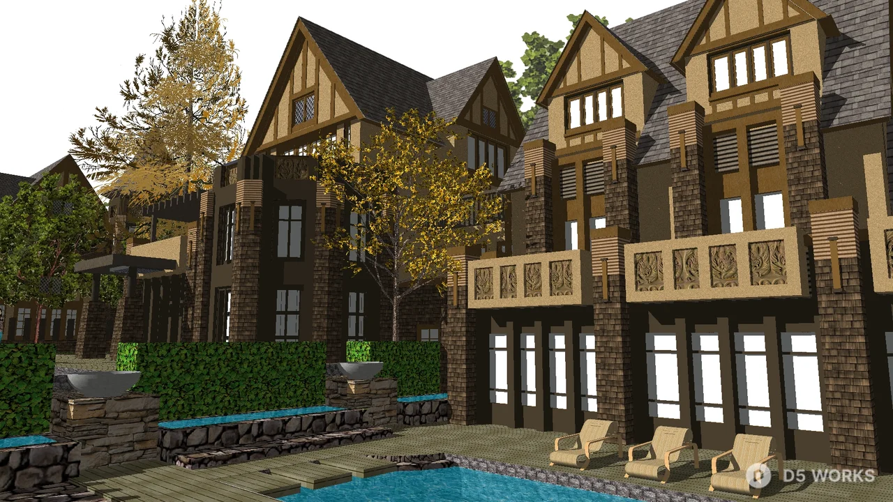 European Townhouse Complex 3d model thumbnail 4