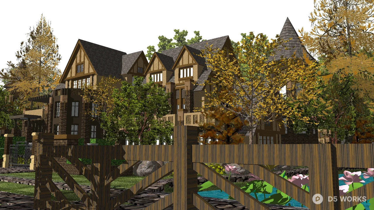 European Townhouse Complex 3d model thumbnail 3