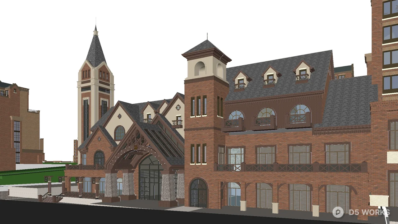 European Style Townhouse 3d model - Image 1