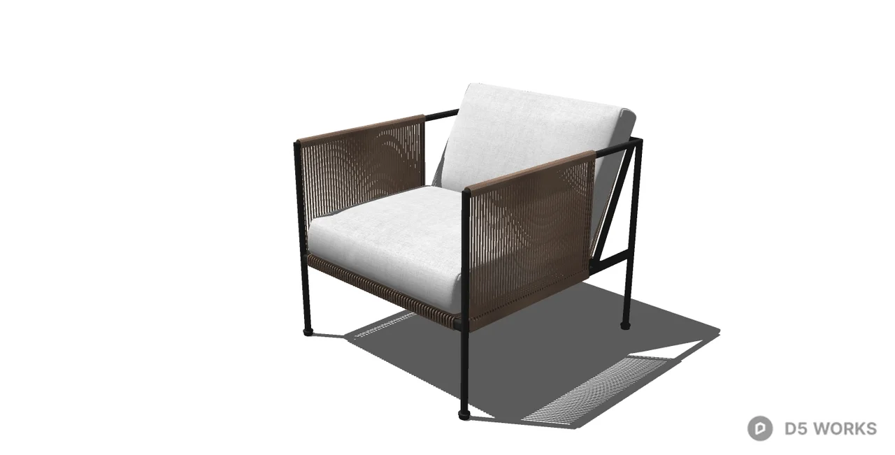 Rattan Woven Frame Leisure Chair 3d model thumbnail 3