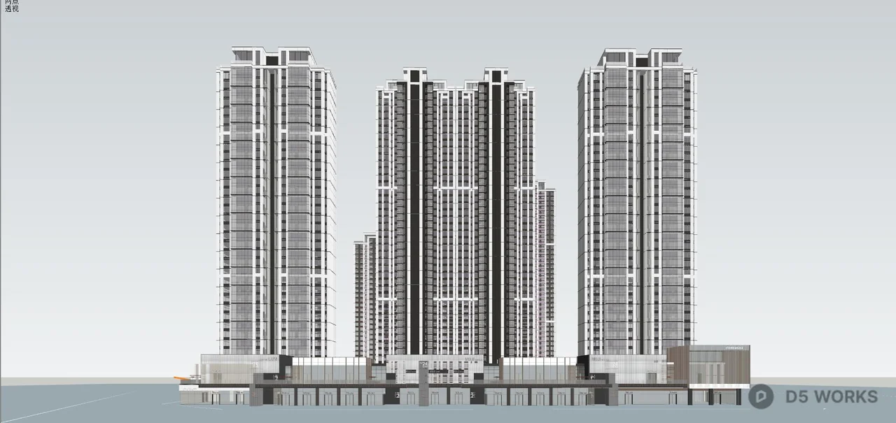 High-Rise Residential Building Complex 3d model thumbnail 3