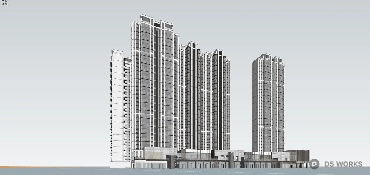 High-Rise Residential Building Complex 3d model thumbnail 7