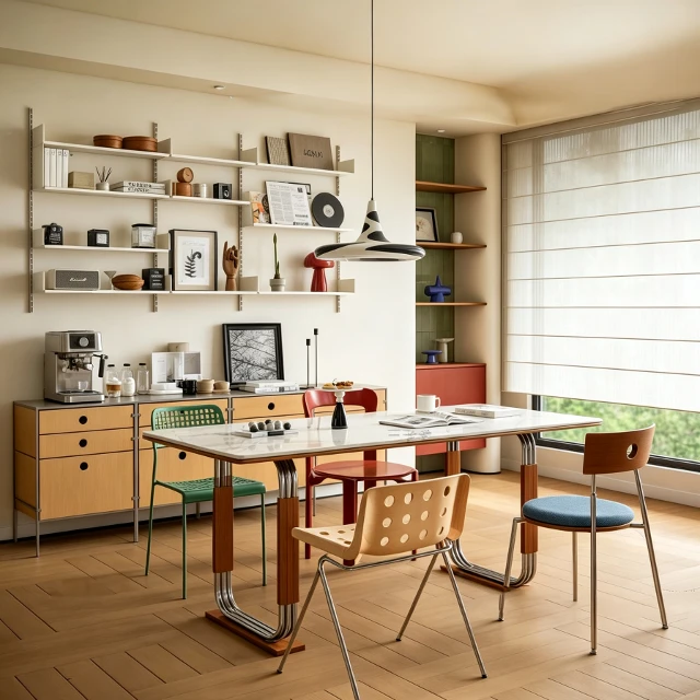 Mid-Century Modern Eclectic Dining and Workspace Set 3d model