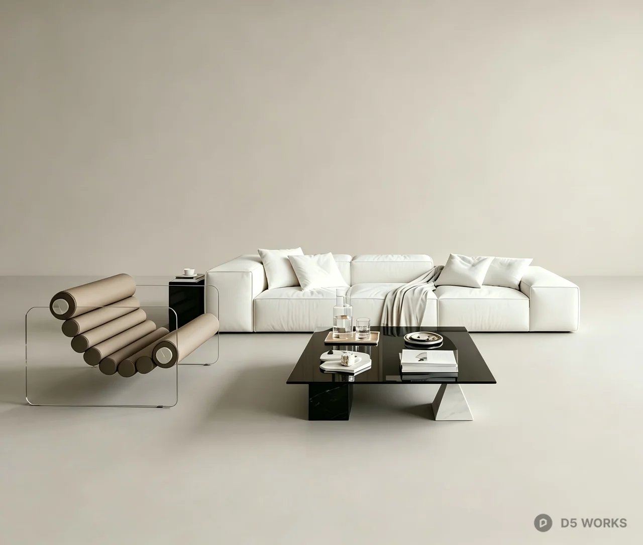 Modern Minimalist Living Room Furniture Set 3d model - Image 1