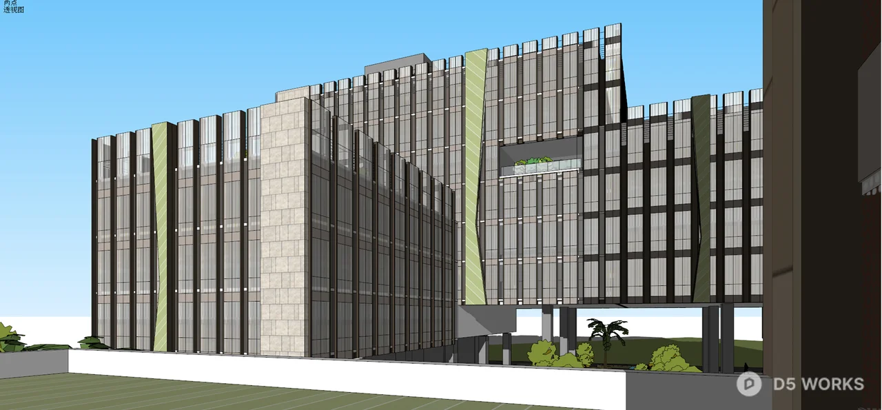 Low Rise Blocks Free Modern Commercial Complex With Tower And Low-Rise Blocks 3D Model .skp