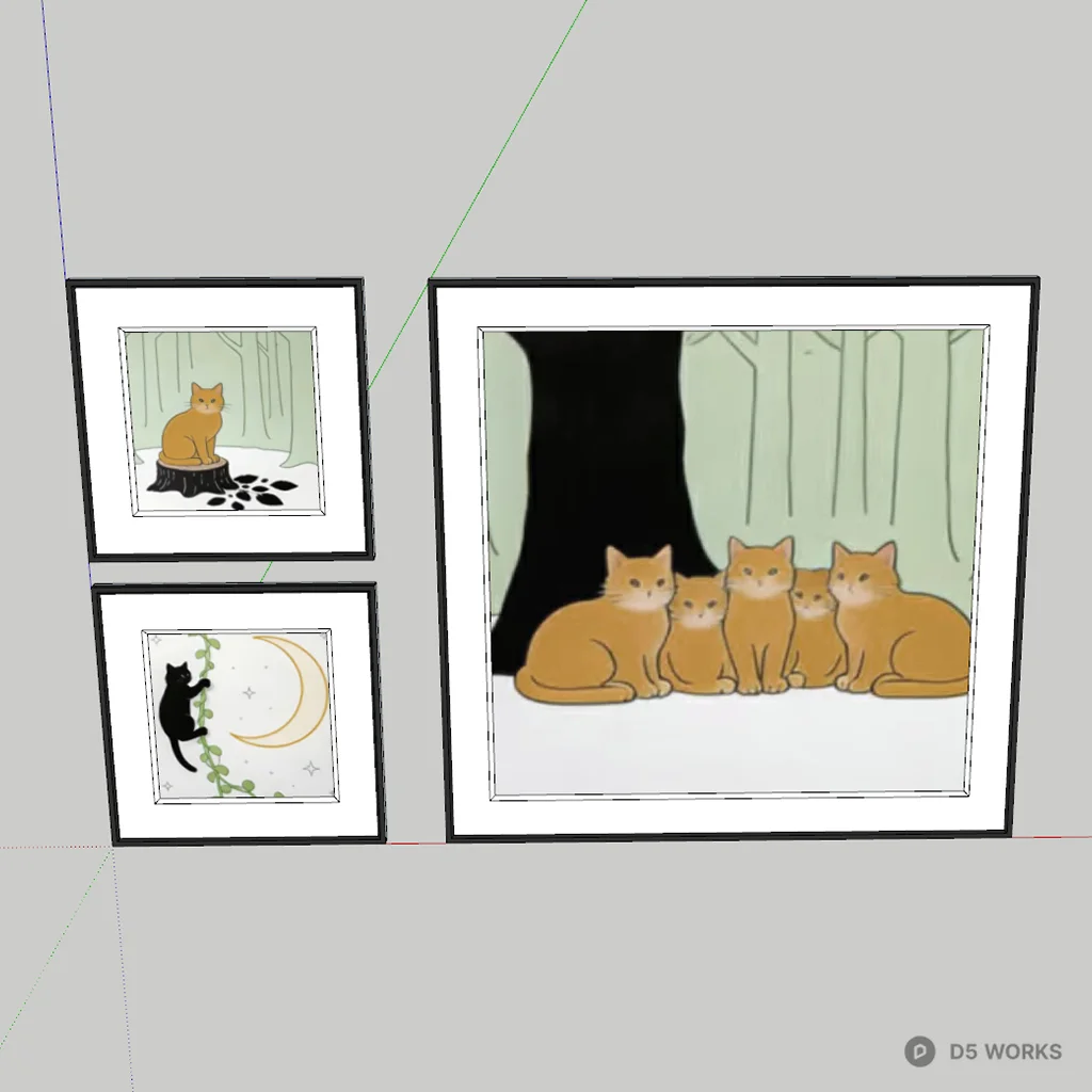Cat Illustration Art Print Set 3d model thumbnail 2