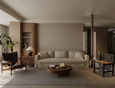 Minimalist Living Room with Neutral Tones 3d model