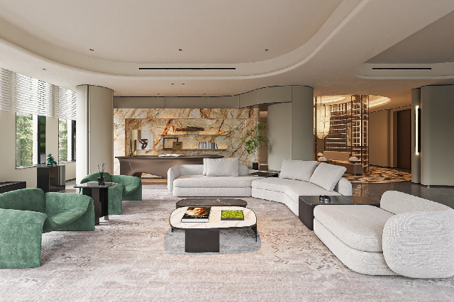 Italian Quiet Luxury Villa Living Room