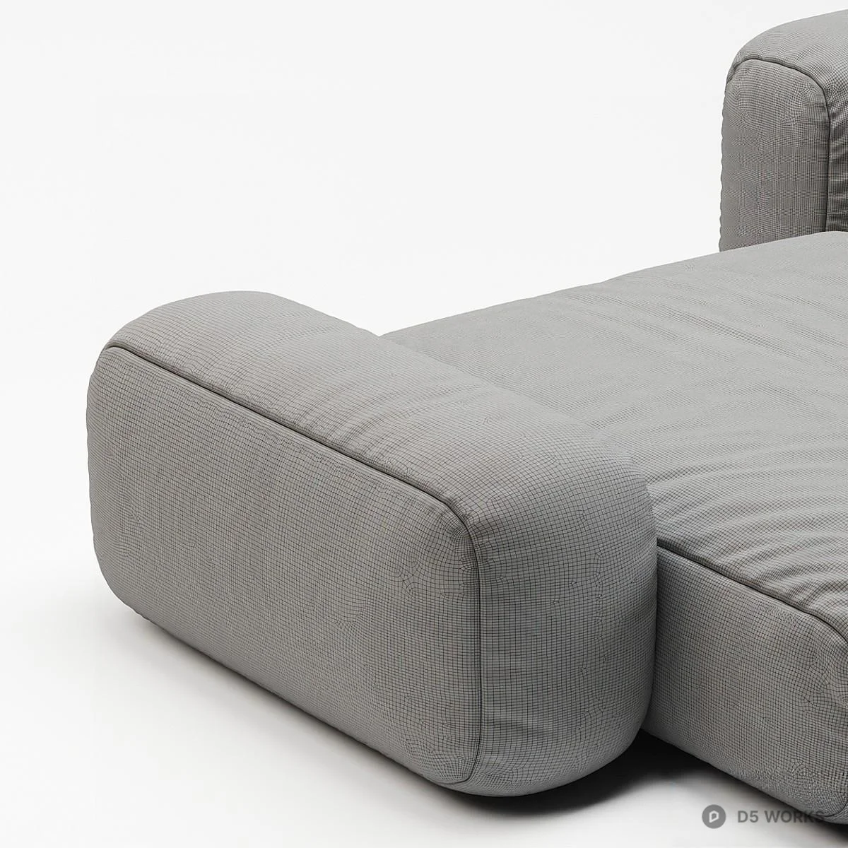 Modular Gray Fabric Sectional Sofa 3d model thumbnail 2
