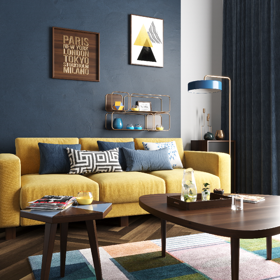 Scandinavian Sofa & Side Table Set