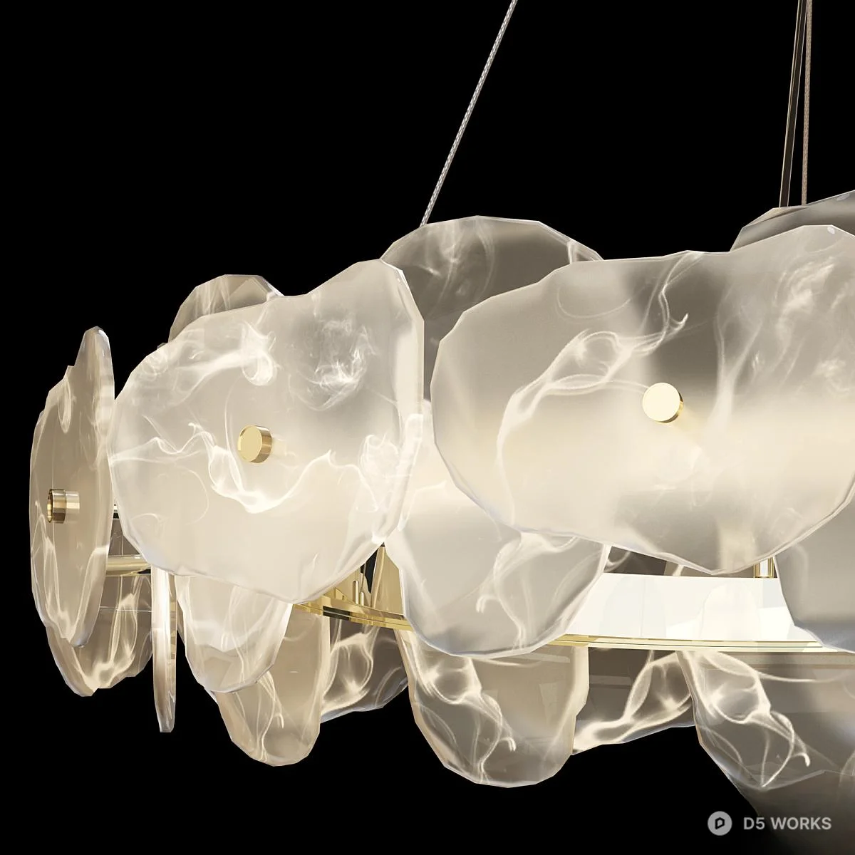Organic Glass Petal Chandelier 3d model thumbnail 2