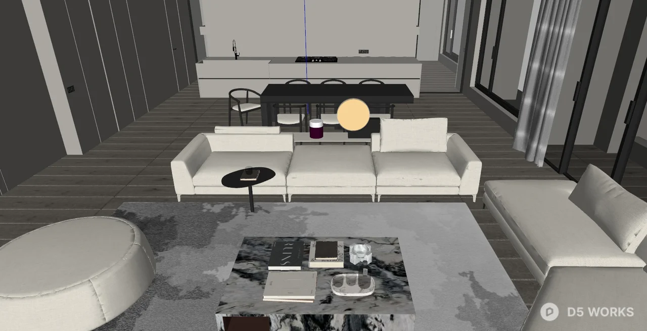 Minimalist Living Room with Neutral Tones 3d model thumbnail 2