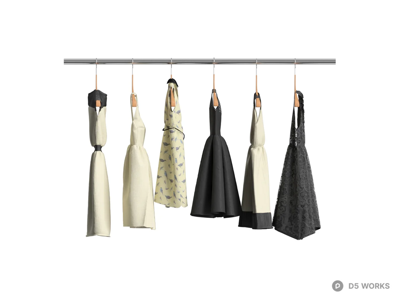 Clothing Display Rack With Hanging Garments 3d model thumbnail 2