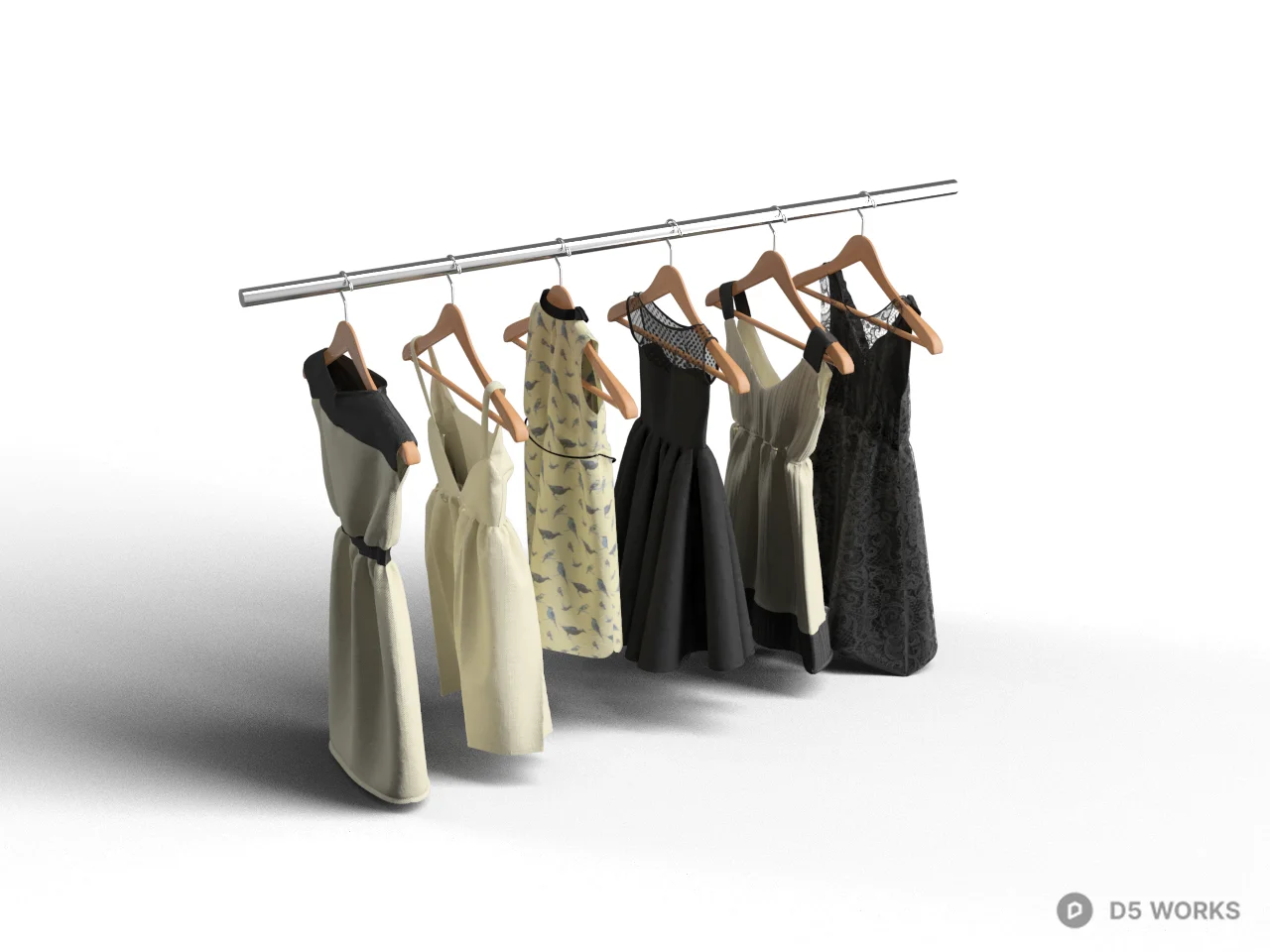 Clothing Display Rack With Hanging Garments 3d model - Image 1