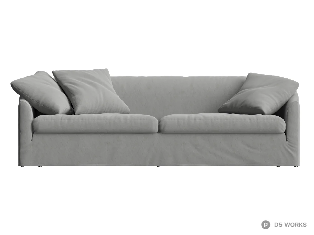 Minimalist Fabric Three Seater Sofa 3d model thumbnail 2