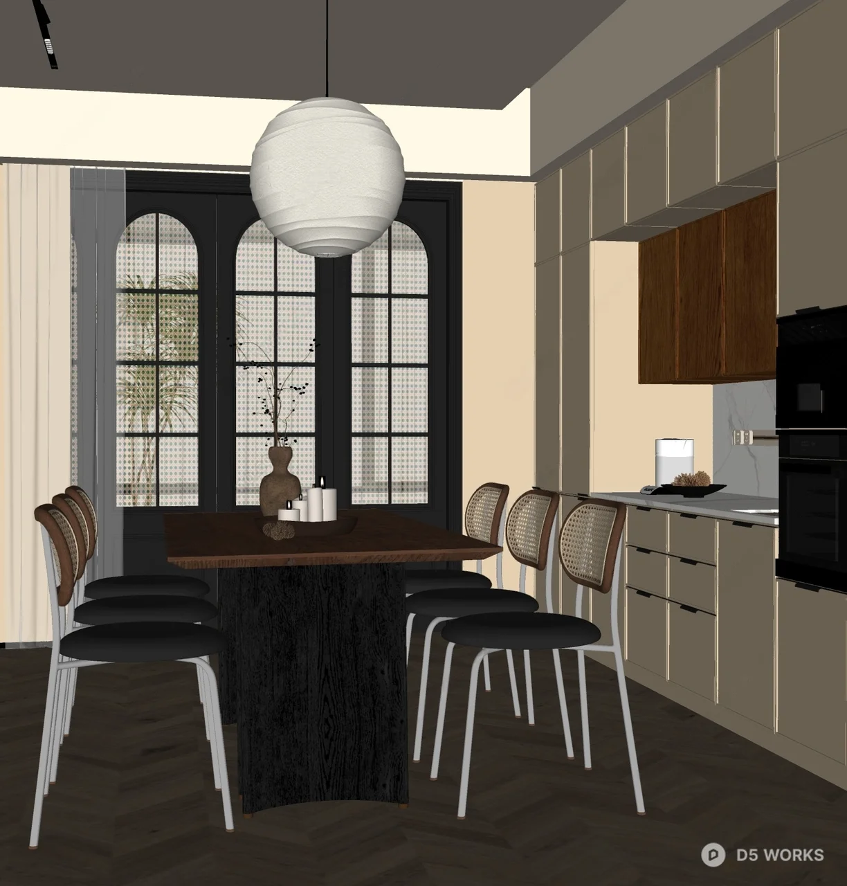 Mid Century Modern Dining Room 3d model thumbnail 2