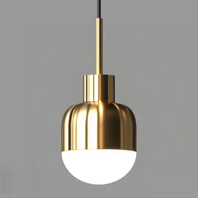 Brass Pendant Lamp With Frosted Glass Shade 3d model