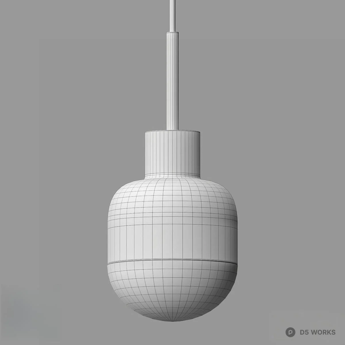 Brass Pendant Lamp With Frosted Glass Shade 3d model thumbnail 2
