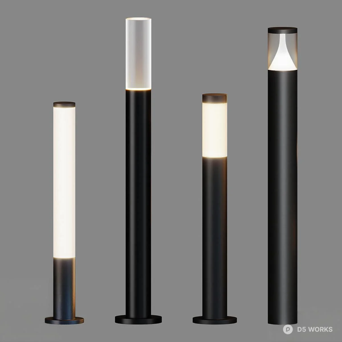 Minimalist Modern Bollard Lights 3d model - Image 1