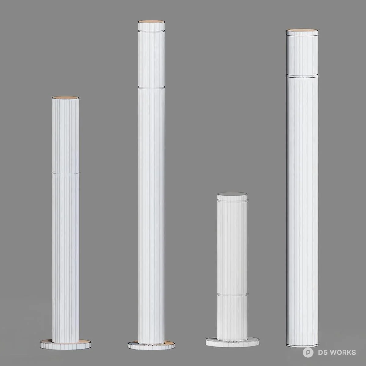Minimalist Modern Bollard Lights 3d model thumbnail 2