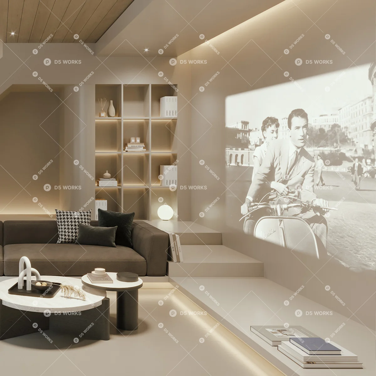 Contemporary Home Theater Room 3d model thumbnail 4