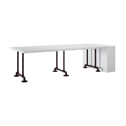 Office Desk White lacquered wood surface industrial style desk