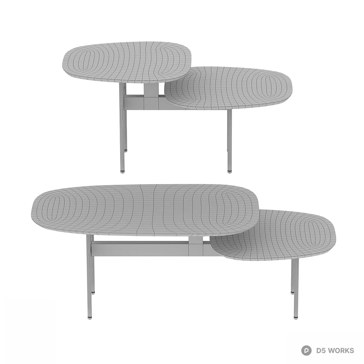 Asymmetrical Two-Tone Coffee Table 3d model thumbnail 3