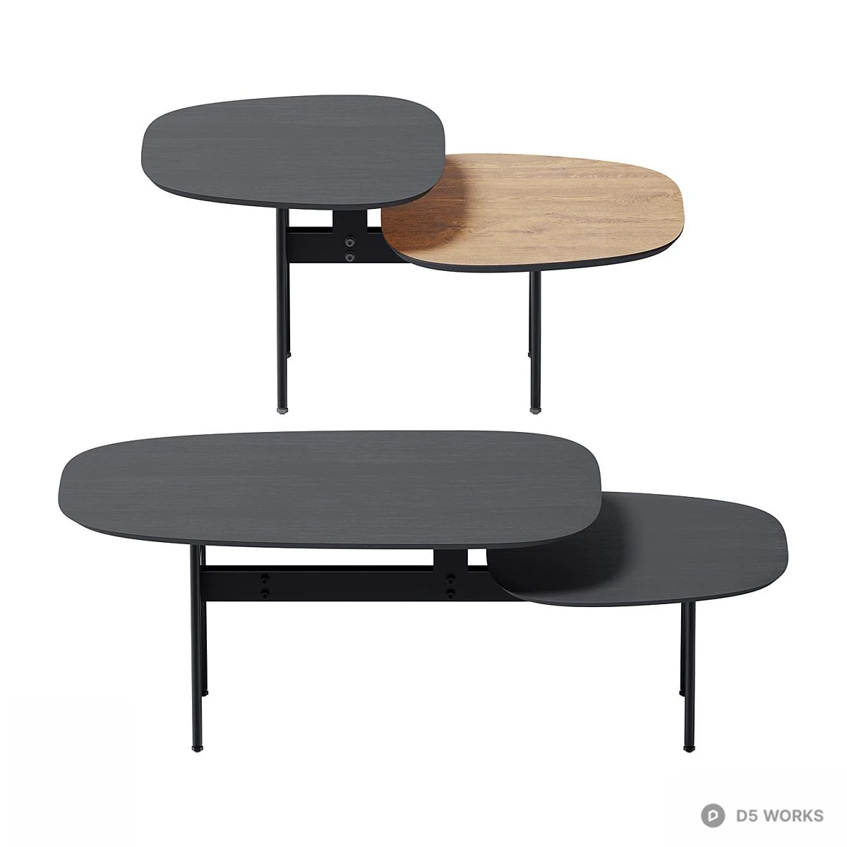 Asymmetrical Two-Tone Coffee Table 3d model thumbnail 2