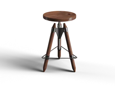 Wooden Tripod Bar Stool 3d model