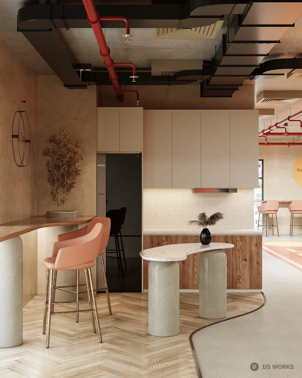 Modern Independent Office With Bar Counter 3d model - Image 1