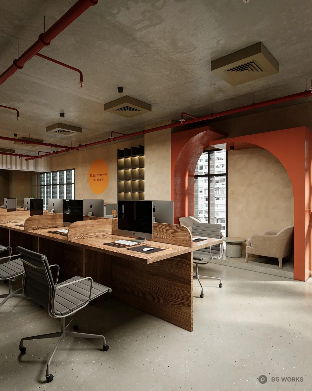 Modern Independent Office With Bar Counter 3d model thumbnail 5