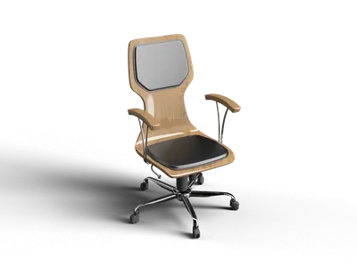 Ergonomic Wood Frame Office Chair 3d model