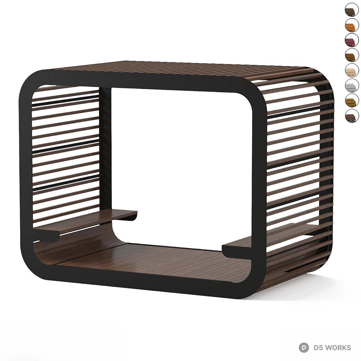 Modern Solid Wood Grille Outdoor Seat 3d model - Image 1