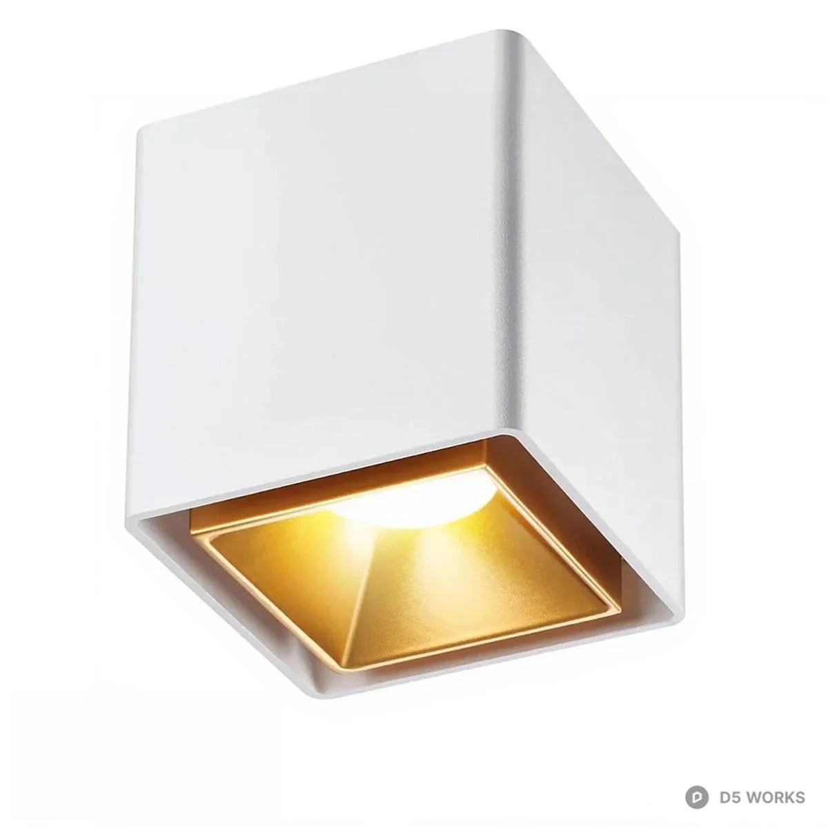 Black Square Recessed Spotlight With Gold Reflector 3d model thumbnail 2