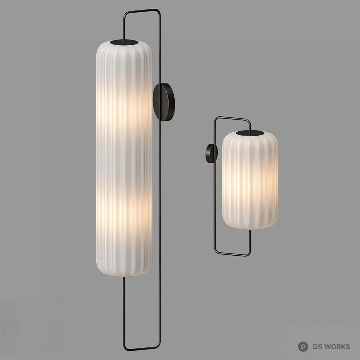Ribbed Glass Wall Lamp 3d model - Image 1