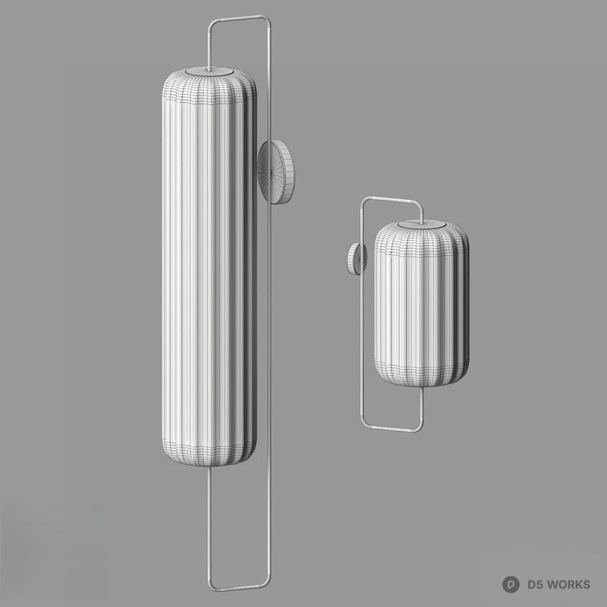 Ribbed Glass Wall Lamp 3d model thumbnail 2