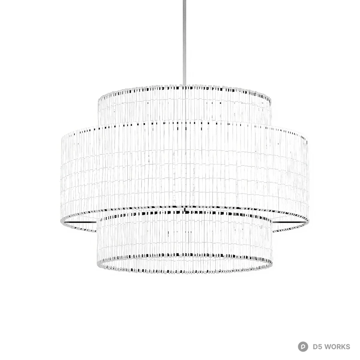Rattan Tiered Pendant Light 3d model thumbnail 2