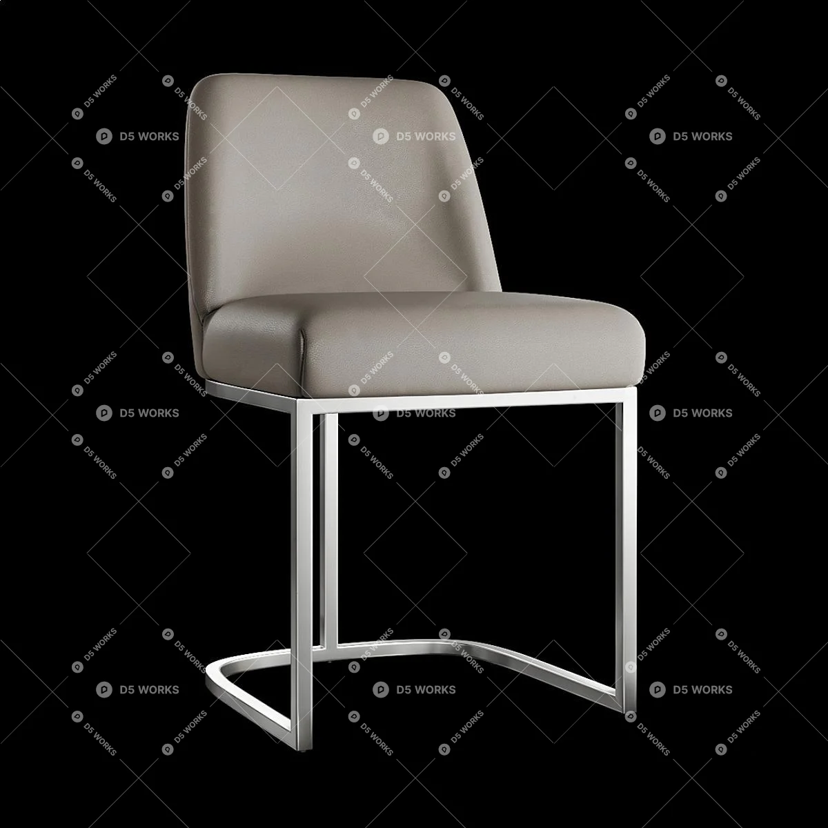Velvet Upholstered Dining Chair With Gold Cantilever Frame 3d model thumbnail 2
