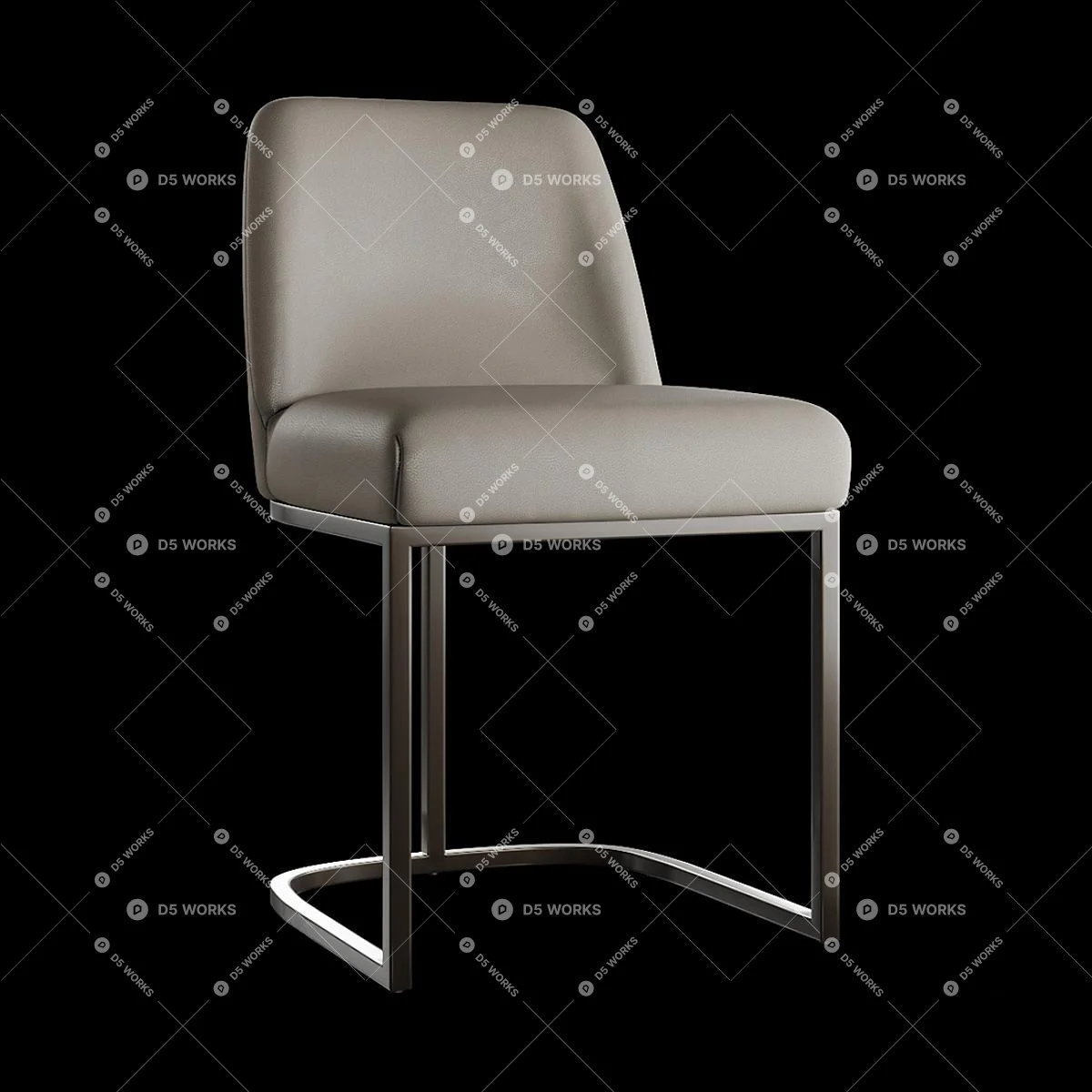 Velvet Upholstered Dining Chair With Gold Cantilever Frame 3d model thumbnail 3