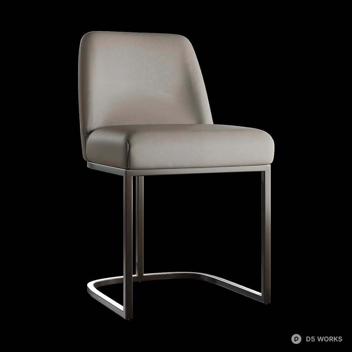 Velvet Upholstered Dining Chair With Gold Cantilever Frame 3d model thumbnail 3