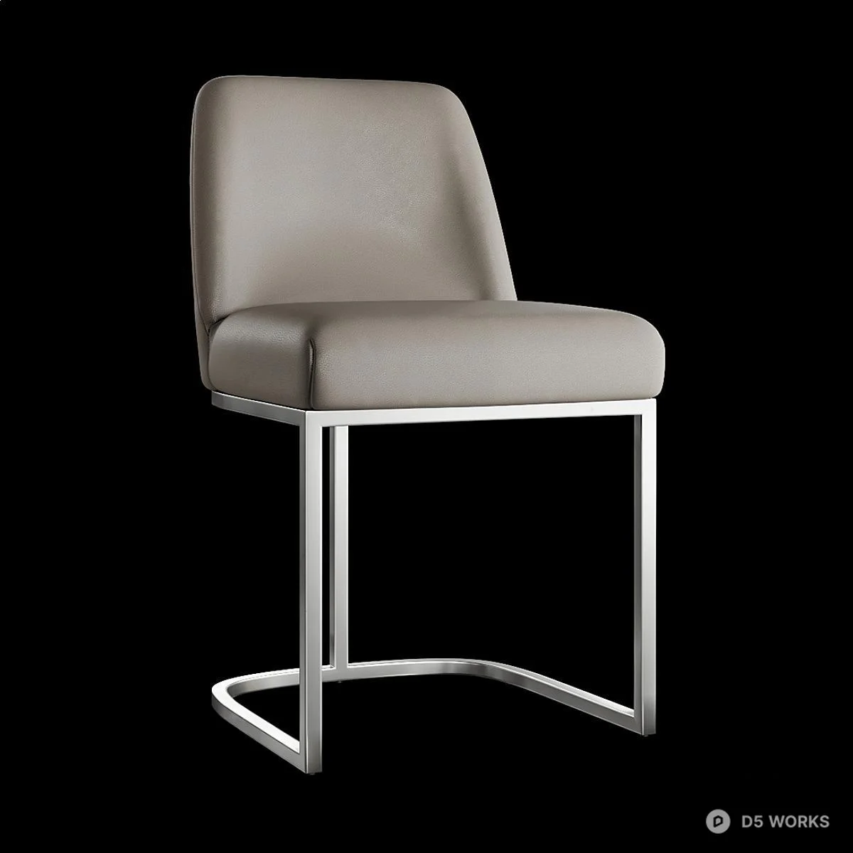 Velvet Upholstered Dining Chair With Gold Cantilever Frame 3d model thumbnail 2